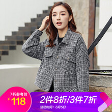 芊藝 POLO領(lǐng) 長(zhǎng)袖 女 短外套 格子