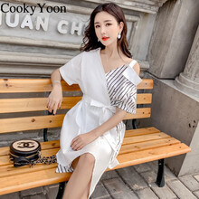 CookyYoon 純色 條紋 連衣裙