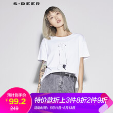 S.DEER 開衩 短袖 T恤 女 圓領(lǐng)