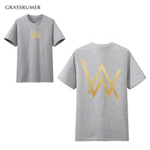 GRASSRUMER 短袖 男士T恤 艾倫沃克燙金D款 灰色 