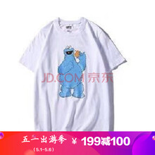 雨林鯊魚(yú)（YULINSHAYU） 短袖 男士T恤 白色-藍卡通 