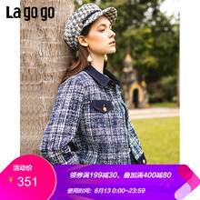lagogo  長(cháng)袖 女 短外套 拼接，紐扣