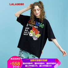 拉拉波波（LALABOBO） 拼接 短袖 T恤 女 圓領(lǐng)