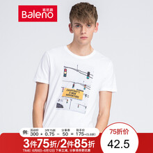 班尼路（Baleno） 短袖 男士T恤 W0W白色-個性紅綠燈 