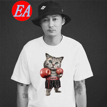 EA 短袖 男士T恤 白色 貓拳 