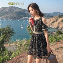 曼蓄（MANXU） 碎花 繡花，蕾絲拼接 連衣裙