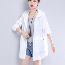 答應(yīng) 連帽 長袖 女 短外套 口袋，肩章，不規(guī)則，拉鏈，紗網(wǎng)