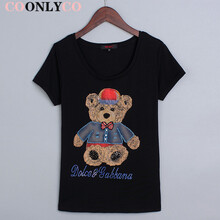 COONLYCO 亮片，3D，釘珠，鉆飾，印花 短袖 T恤 女 圓領(lǐng)