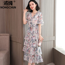 濃純（NONGCHUN） 碎花 印花 連衣裙