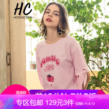 Hcollection 綁帶，印花 短袖 T恤 女 圓領(lǐng)