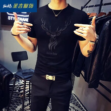 燦楊 短袖 男士T恤 KC花鹿黑色 