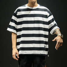 男凡（NANFAN） 短袖 男士T恤 黑白條 