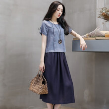 伶婉 純色 不規則 連衣裙