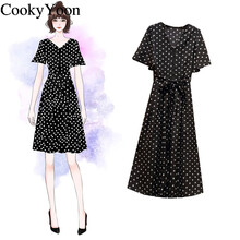 CookyYoon 純色 綁帶，波點(diǎn) 連衣裙