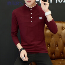 蔚林 長(zhǎng)袖 男士T恤 酒紅色 6681 