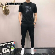 邁克史密斯（Michael Smith） 短袖 男士T恤 刺繡拼皮套裝 