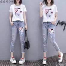 復(fù)古破洞牛仔褲，打造性感小仙女