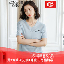 愛馬格（AIMAGE） 紐扣，貼布 短袖 T恤 女 