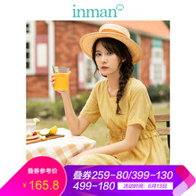 茵曼（INMAN） 純色 綁帶，木耳邊 連衣裙