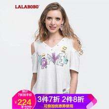 拉拉波波（LALABOBO） 露肩 短袖 T恤 女 V領