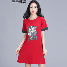 伊伊韓都 3D，開衩 短袖 T恤 女 圓領(lǐng)