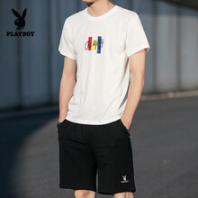 花花公子（PLAYBOY ESTABLISHED 1953） 短袖 男士T恤 1917白色套裝 
