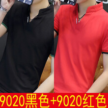 爆色（BAOSE） 長(zhǎng)袖 男士T恤 9020黑色+紅色 