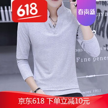 古萊登（GODLIKE） 長袖 男士T恤 男款的灰色 