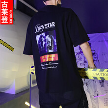 古萊登（GODLIKE） 五分袖 男士T恤 黑 