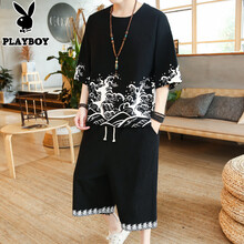 花花公子（PLAYBOY OUTDOOR） 短袖 男士T恤 005黑色 