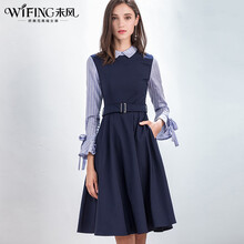 未風(fēng)（WIFING） 純色 口袋，拉鏈 連衣裙