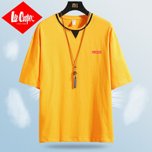 Lee Cooper 五分袖 男士T恤 3025黃色【純棉】 