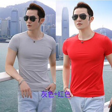 木子勝（MUZISHENG） 短袖 男士T恤 灰色+紅色 