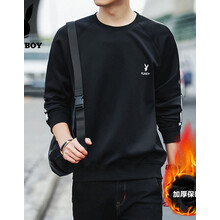 花花公子（PLAYBOY） 長(zhǎng)袖 男士T恤 黑色加絨（30172） XL，L，M，XXL，XXXL