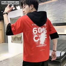 美邦頓（Meibangdun） 五分袖 男士T恤 紅色 