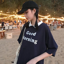 嬌詩茹（jiaoshiru） 印花 短袖 T恤 女 POLO領(lǐng)