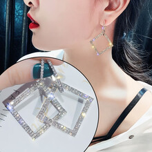 娜媞婭0494祖母綠菱形銀針合金鍍銀鍍金