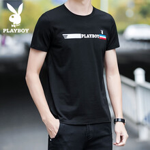 花花公子（PLAYBOY） 短袖 男士T恤 黑色短袖H36095 