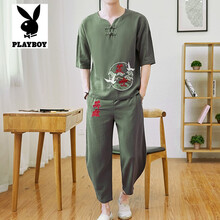 花花公子（PLAYBOY） 短袖 男士T恤 TZ33軍綠 