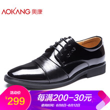 奧康（Aokang）男士黑色亮光183110044 38