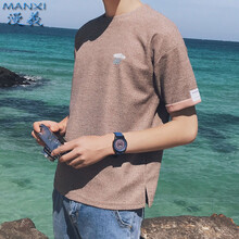 漫羲（MANXI） 五分袖 男士T恤 t708杏色 