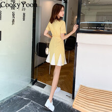 CookyYoon 純色 中國結，不對稱(chēng)，拼接，不規則，拼色，褶皺，綁帶，木耳邊 連衣裙