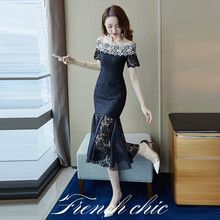 純色露肩裙，微胖妹子的福音