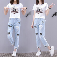 婉綽 高腰 哈倫褲 女 九分褲 牛仔褲