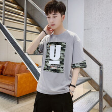 MartinLeo 五分袖 男士T恤 灰色 