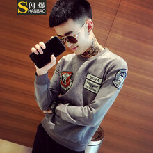 閃爆（SHANBAO） 長袖 男士T恤 506灰色 S，XL，L，XXXL，M，XXL