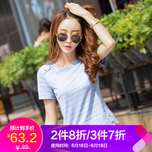 紅粉宣言（HOFESOWEN） 拼接，紐扣 短袖 T恤 女 圓領(lǐng)
