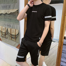 熊貓意 短袖 男士T恤 黑色 一套 