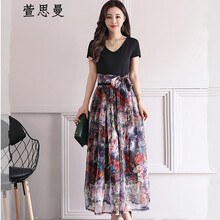 萱思曼 碎花 腰帶，不規(guī)則，印花，蝴蝶結(jié) 連衣裙