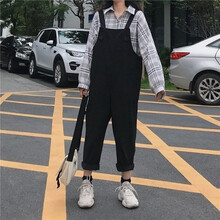 UYUK 高腰 背帶褲 女 九分褲 休閑褲